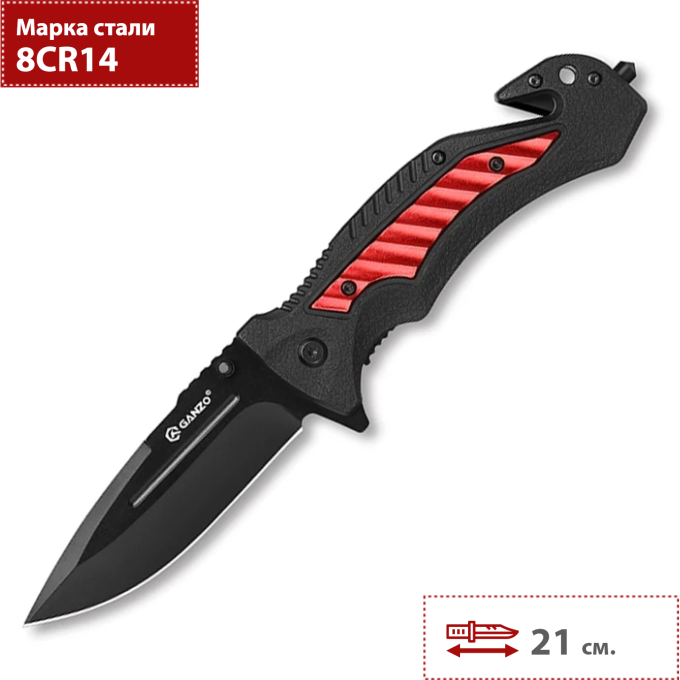 Нож GANZO G628-RD черно-красный